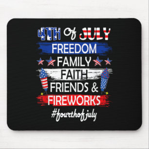 Tapis De Souris 4 juillet liberté famille amis feux d'artifice fie