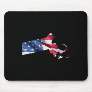 Tapis De Souris 4 juillet Machusetts Drapeau américain Rouge Whi