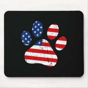 Tapis De Souris 4 juillet mignon chien paw États-Unis Drapeau amér