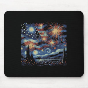 Tapis De Souris 4 juillet Nuit étoilée Usa Feu d'artifice Femmes H
