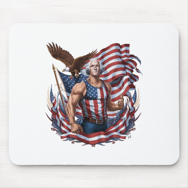 Tapis De Souris 4 juillet Patriotique Funny George Washington juil (Devant)