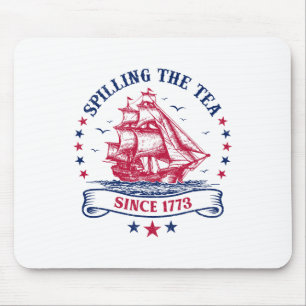 Tapis De Souris 4 Juillet Spilling The Tea 1773 Drôle Amérique