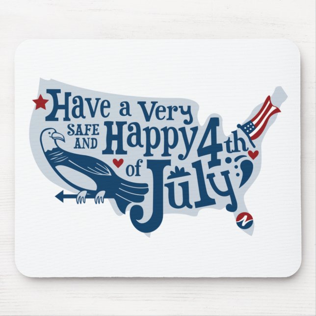 Tapis De Souris 4 juillet Sûr Et Heureux (Devant)