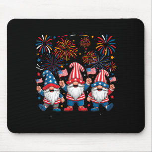 Tapis De Souris 4 juillet Trois Gnomes célébrant les États-Unis