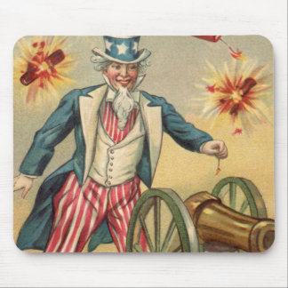 Tapis De Souris 4 juillet vintage Fireworks avec Oncle Sam