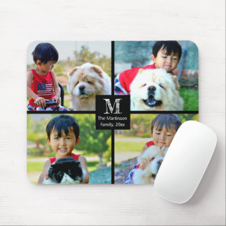 Tapis De Souris 4 Photo Collage Customisé avec Monogramme