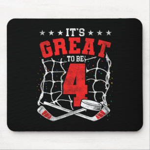 Tapis De Souris 4e anniversaire Amoureux de hockey C'est génial d'