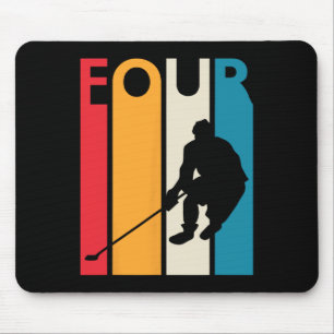 Tapis De Souris 4e anniversaire Cadeau Quatre hockey Vintage Anniv