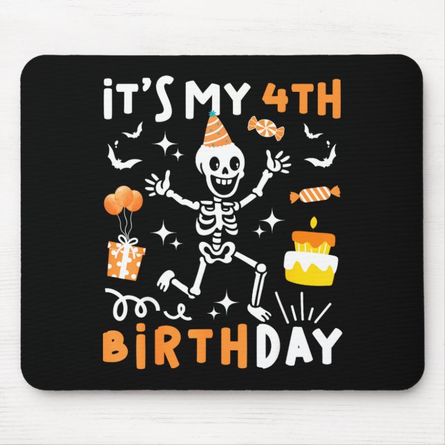 Tapis De Souris 4e anniversaire enfants drôle squelette 4e anniver (Devant)