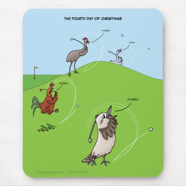 Tapis De Souris 4ème Jour de Noël (quatre oiseaux) Mousepad (Devant)