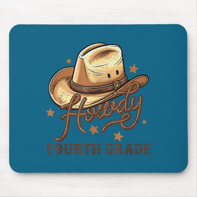 Tapis De Souris 4th Grade Teacher Rodeo Country Western Howdy Four (Devant)