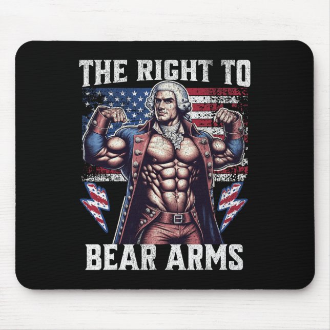 Tapis De Souris 4th Of July Dad Usa Flag 2nd Bear Arms Bodybuildin (Devant)