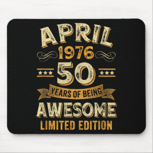 Tapis De Souris 50 ans super vintage avril 1976 50e anniversaire