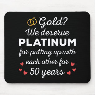 Tapis De Souris 50ème anniversaire de Mariage I - Gold Funny Coupl