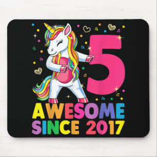 Tapis De Souris 5 Ans Unicorne Flossant 5e Anniversaire Girl Uni
