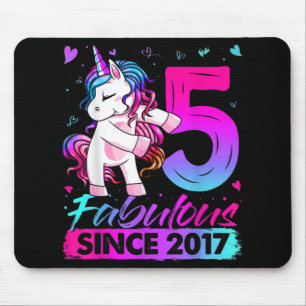 Tapis De Souris 5 Ans Unicorne Flossant 5e Anniversaire Girl Uni