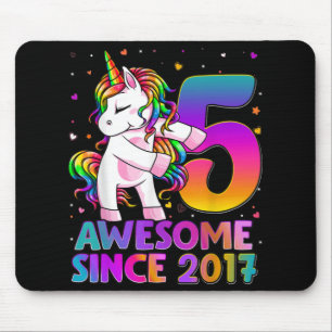 Tapis De Souris 5 Ans Unicorne Flossant 5e Anniversaire Girl Uni