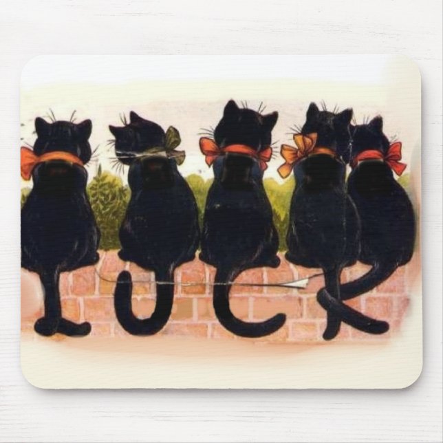 Tapis De Souris 5 chats noirs vintages (Devant)