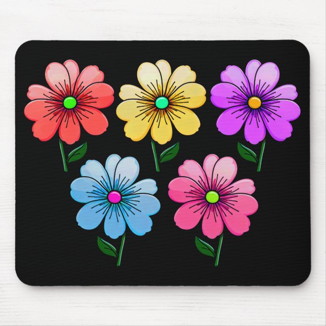 Tapis De Souris 5 Fleurs de couleur (Devant)