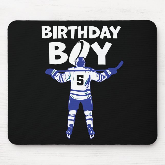 Tapis De Souris 5th Birthday Ice Hockey Boy 5 Year Old Hockey Play (Devant)