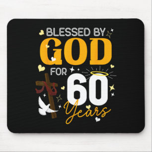 Tapis De Souris 60 ans anniversaire bénis par Dieu pour 60 ans 60è