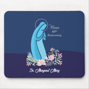 Tapis De Souris 60e anniversaire de la vie religieuse Nun Fleur ro
