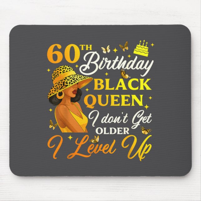 Tapis De Souris 60th Birthday Black Queen Level Up Emwering For Wo (Devant)