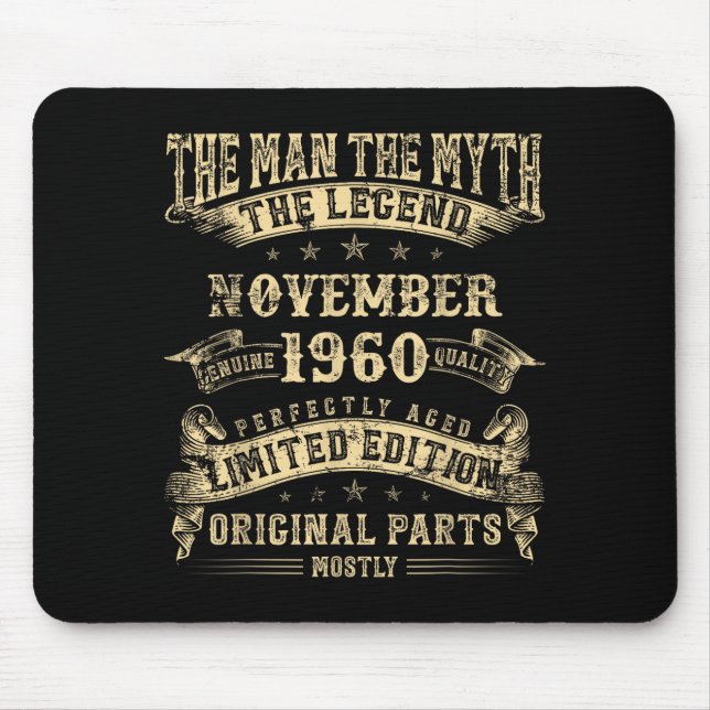 Tapis De Souris 65th Birthday For Men Mythology Of November 1960  (Devant)