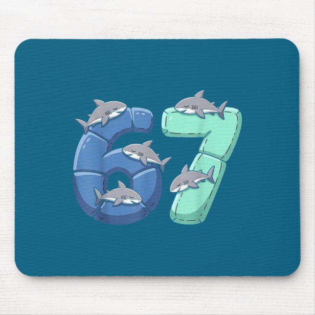 Tapis De Souris 67 Animals Funny 67 Brainrot Youth Kids Shark 67  (Devant)