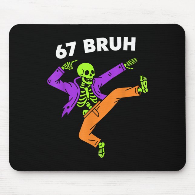 Tapis De Souris 67 Bruh Halloween squelette dabant Meme 6 7 Nombre (Devant)