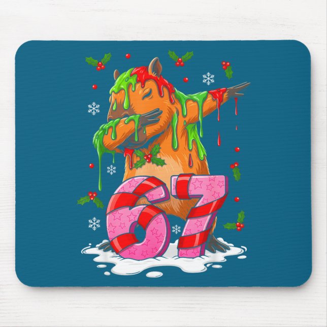 Tapis De Souris 67 Christmas Funny 67 Brainrot Youth Kids Capybara (Devant)