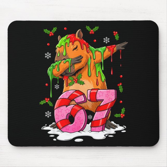 Tapis De Souris 67 Christmas Funny 67 Brainrot Youth Kids Capybara (Devant)