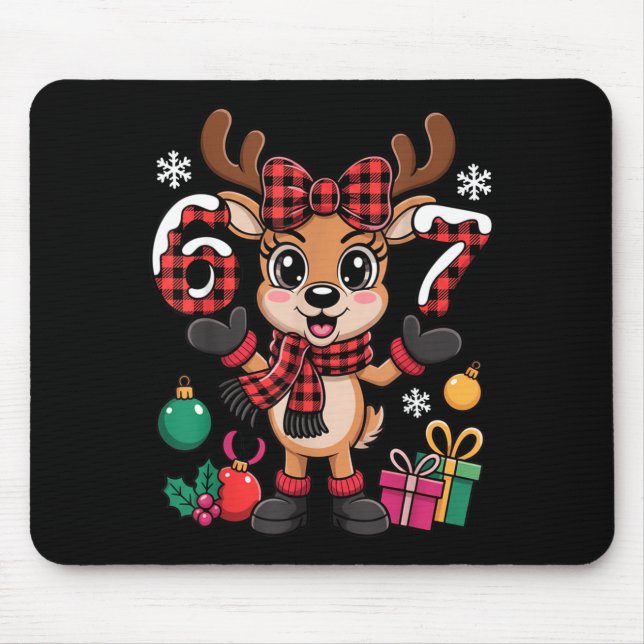 Tapis De Souris 67 Christmas Outfit Women Meme Reindeer Six Seven  (Devant)