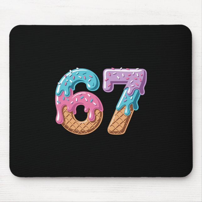 Tapis De Souris 67 Glace qui dégouline Drôle Six Sept Mème Numéro  (Devant)