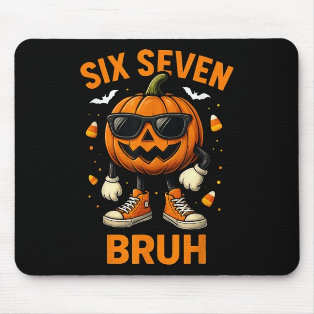 Tapis De Souris 67 Halloween Drôle Six Sept Mème Brainrot Citrouil (Devant)