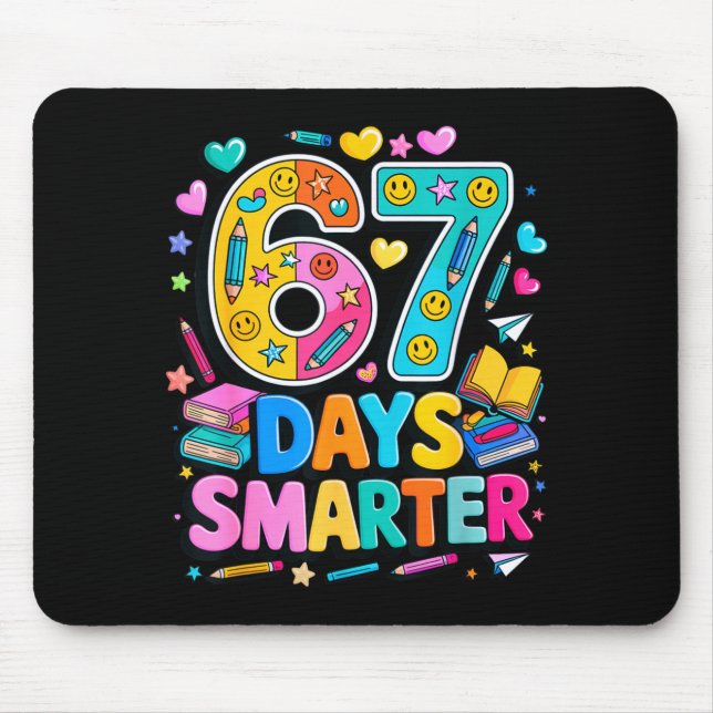 Tapis De Souris 67 Jours D'école Drôle Mème Enseignant Élève  (Devant)