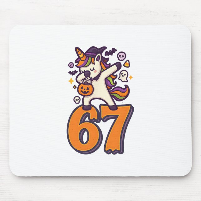 Tapis De Souris 67 Licorne Halloween Brainrot Mème Six Sept Fille' (Devant)