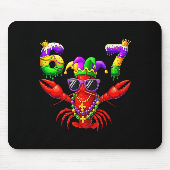 Tapis De Souris 67 Mardi Gras Crawfish Beads Six Seven Carnival Bo (Devant)