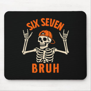 Tapis De Souris 67 Meme 6 7 Drôle d'Halloween Squelette Rock On Si