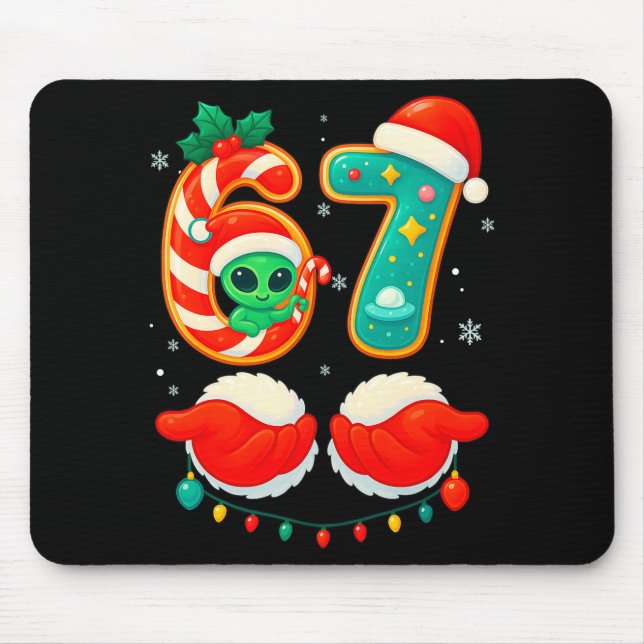 Tapis De Souris 67 Meme Christmas Funny Alien Santa Six Seven Xmas (Devant)