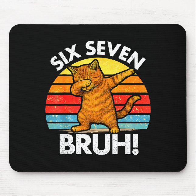Tapis De Souris 67 Meme Dabbing Cat Six Seven 6 7  (Devant)