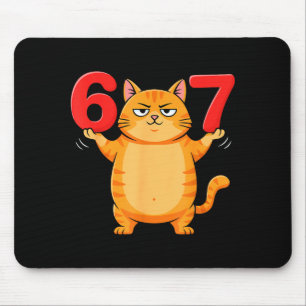 Tapis De Souris 67 Mème de chat drôle Six Sept Humour Gen Z Alpha 