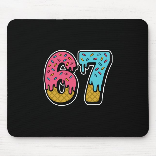 Tapis De Souris 67 Mème de glace qui coule Drôle Six Sept Générati (Devant)