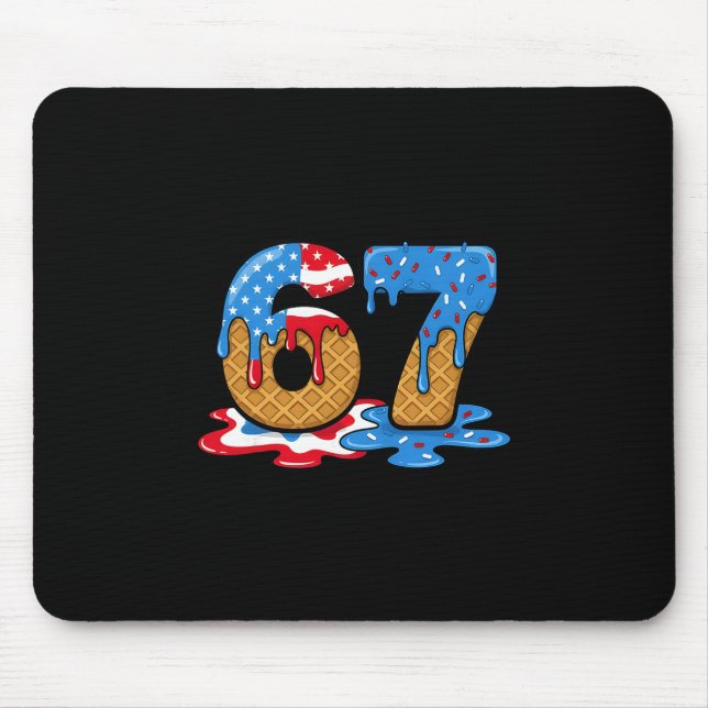 Tapis De Souris 67 Mème de glace qui coule Drôle Six Sept Générati (Devant)