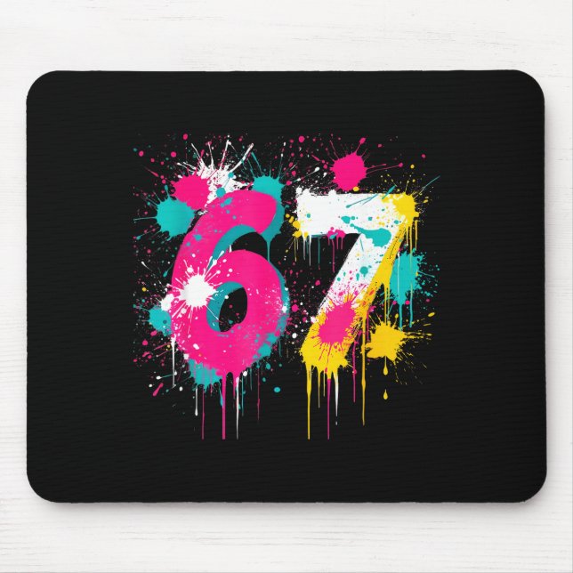 Tapis De Souris 67 Meme Drip Spray Paint Six Seven 80s Bright Colo (Devant)