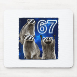 Tapis De Souris 67 Mème Raton Laveur Hurle À La Lune Parodie Six S