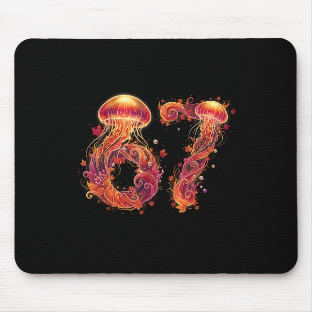 Tapis De Souris 67 Mème Six Sept 6 7 Rétro Méduse Mer Océan Th (Devant)