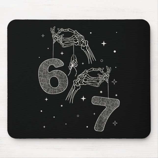 Tapis De Souris 67 Meme Skeleton Hand Funny Halloween Six Seven Te (Devant)