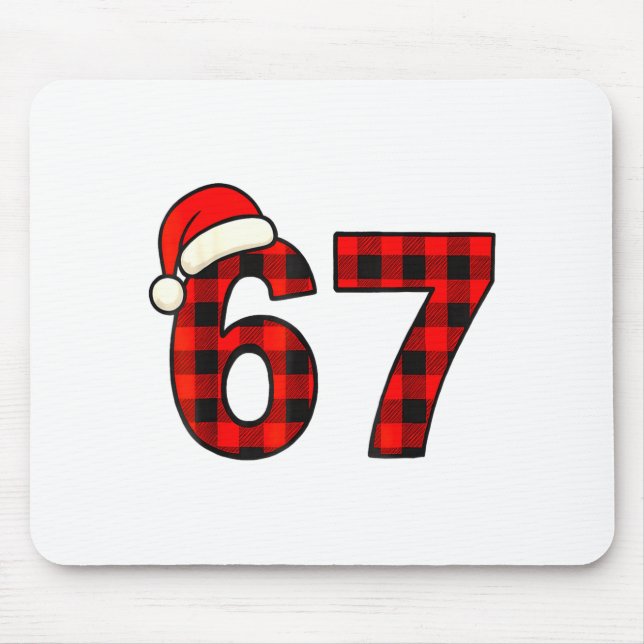 Tapis De Souris 67 Noël Drôle Six Sept Mème Plaid Brainrot (Devant)