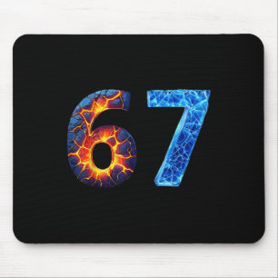 Tapis De Souris 67 Numéro Feu Glace Drôle Six Sept Mème 6 7